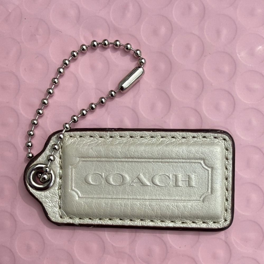 Coach White Pearls Hangtag Coach Keychain Coach bag accessories
